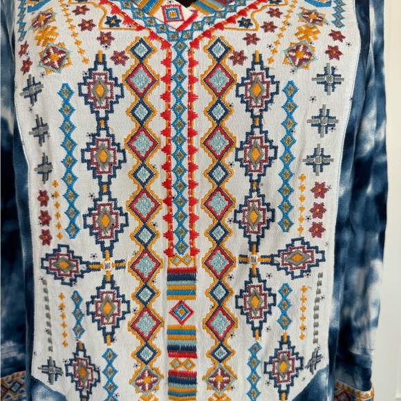 John Mark Embroidered V-neck BOHO Colorful Blouse - Picture 6 of 10